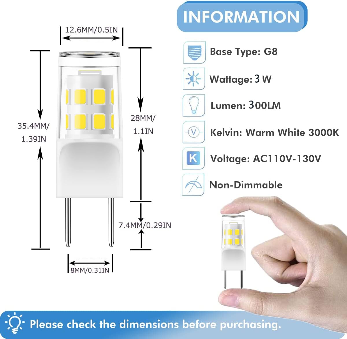 SSXBF G8 Led Bulb, 20-25W Halogen Equivalent 3W T4 Bulb, Daylight White 6000K, 120V Puck Light Bulbs for Under Cabinet Light, Under Counter Kitchen Lighting,5-Pack…