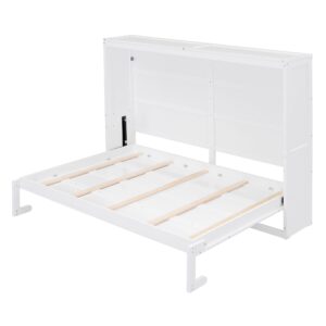 Merax Modern Farmhouse Solid Wood Murphy Bed Chest/Space Saving/Wood Slat Support/Full,White