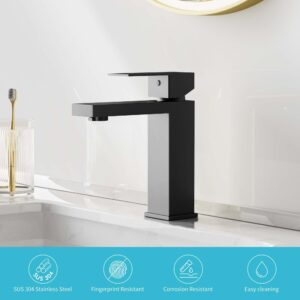 TRE Home Bathroom Faucets, Bathroom Sink Faucet, Black Bathroom Faucet, Matte Black Bathroom Faucet, Faucets for Bathroom Sinks, Black Faucet, Vanity Faucet, Faucets for Bathroom Sinks 1 Hole Install