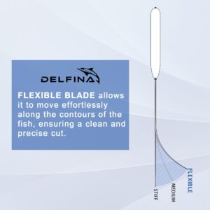 DELFINA 7 inch Flexible Fillet Knife For Fish W/Softgrip & Sheath, High Carbon Japanese 420J2 Stainless Steel Fish Fillet Knife, Ideal for Filleting, Removing Fish Skin, Deboning