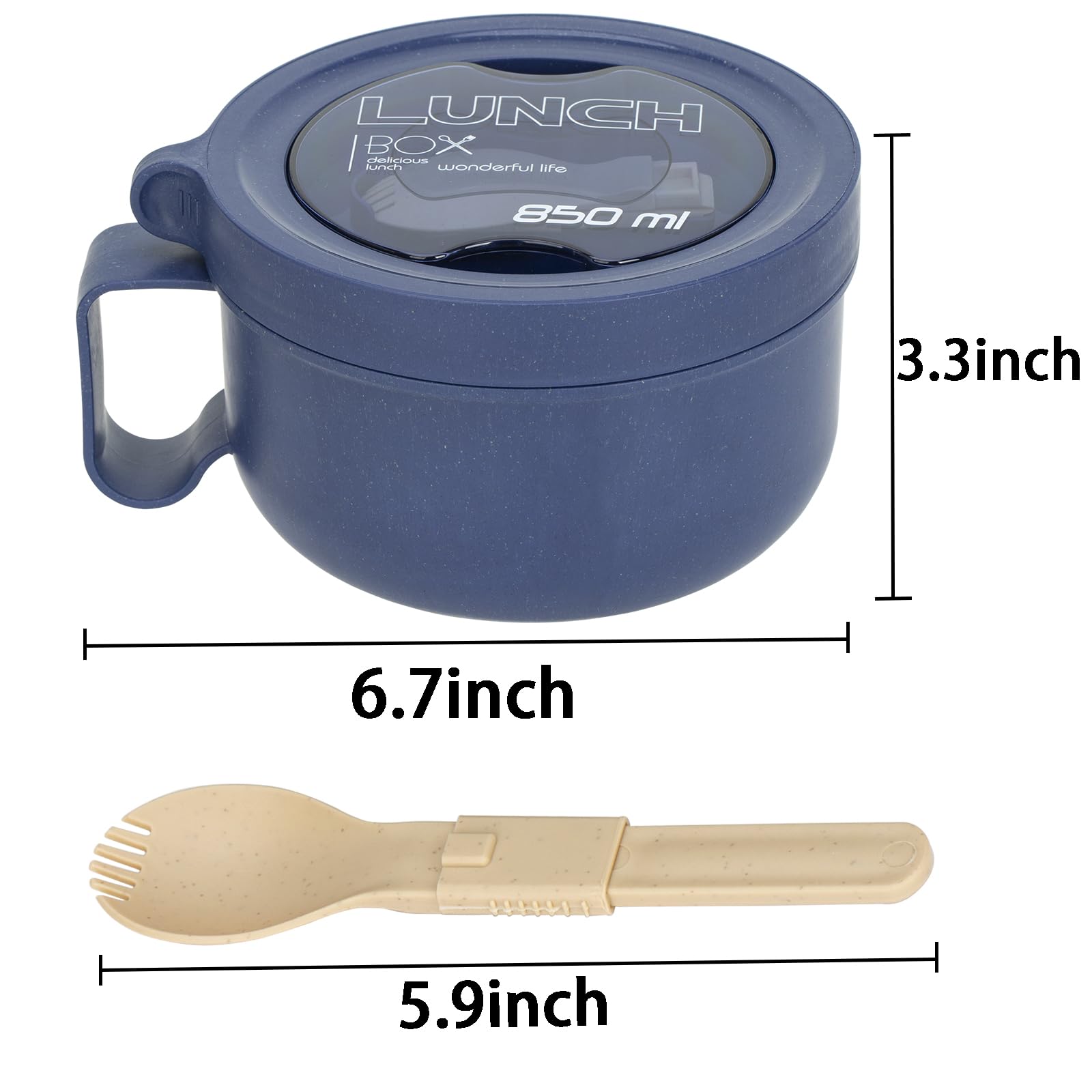 Unbreakable Microwave Soup Mugs with Lids and Handles,Microwave Ramen Bowl with Lid for Soup and Instant Noodles,Oatmeal, Gumbo, Salad,BPA Free (Sapphire Blue)