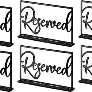 AMHIL Saturey 6 Pieces Acrylic Reserved Table Signs Black Reservation for Wedding Party Celebrations