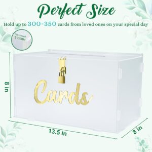 OurWarm Frosted Acrylic Wedding Card Box with String Light, Large Gift Card Box Holder for Wedding Reception, Honeymoon Fund Envelope Money Box for Party Graduation Baby Shower Birthday Decorations