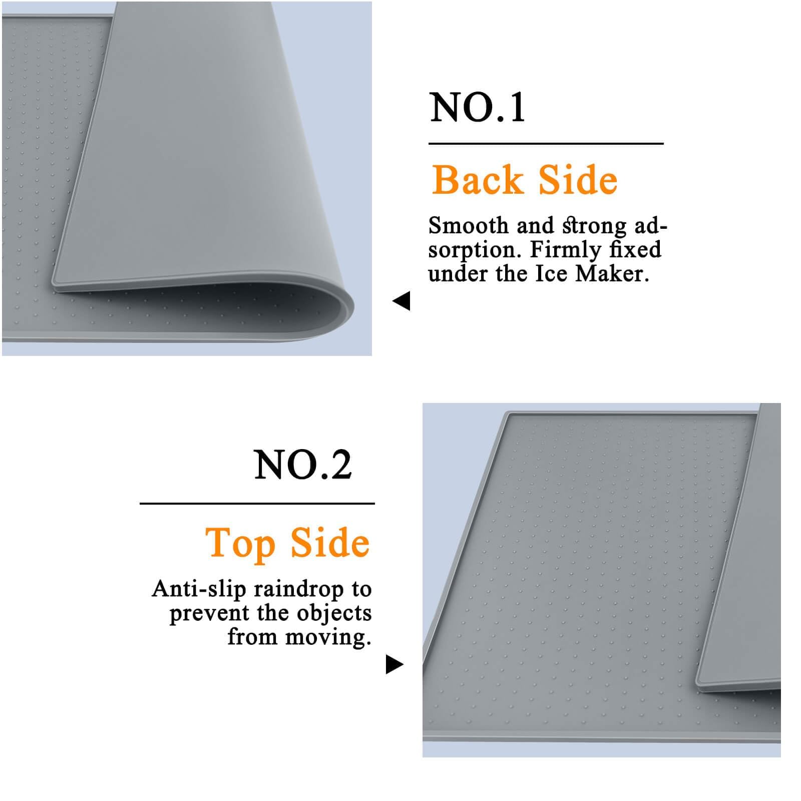 Mat for Ice Makers Countertop, Mat for Nugget Ice Maker Countertop with Non-Slip Dots, Waterproof Silicone Mat for Portable Small Mini Countertop Ice Machine Maker, 19''x12''