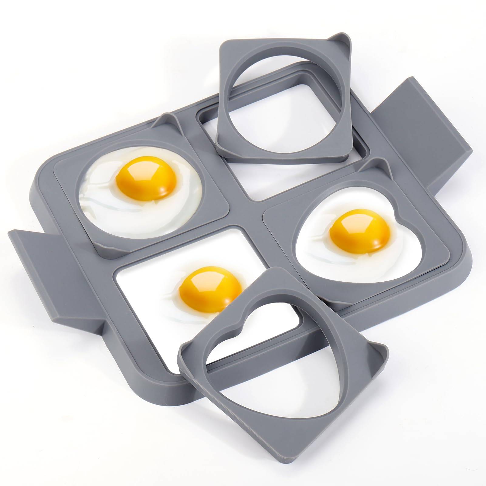 Palksky Silicone Egg Rings, Egg Mold for Frying Eggs Non Stick Food Grade Molds Round Circle Griddle Cooker Fried Shaper Fryer Ring for Cooking Breakfast Patty Mcmuffin Heat Resistant Pancake Rings