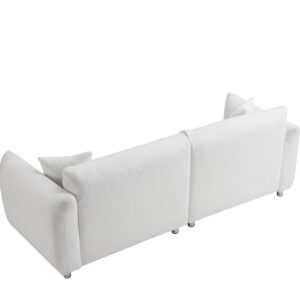 SZLIZCCC Sofa Couch for Living Room, 87.4 Inch Modern Upholstered Couch, Teddy Velvet Tufted Sofa, 3 Seat Sofa Big Comfy Couch Sofas for Livingroom, Comfy Couch Sofas for Office (White 85.4” Sofa)