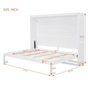 Merax Modern Farmhouse Solid Wood Murphy Bed Chest/Space Saving/Wood Slat Support/Full,White