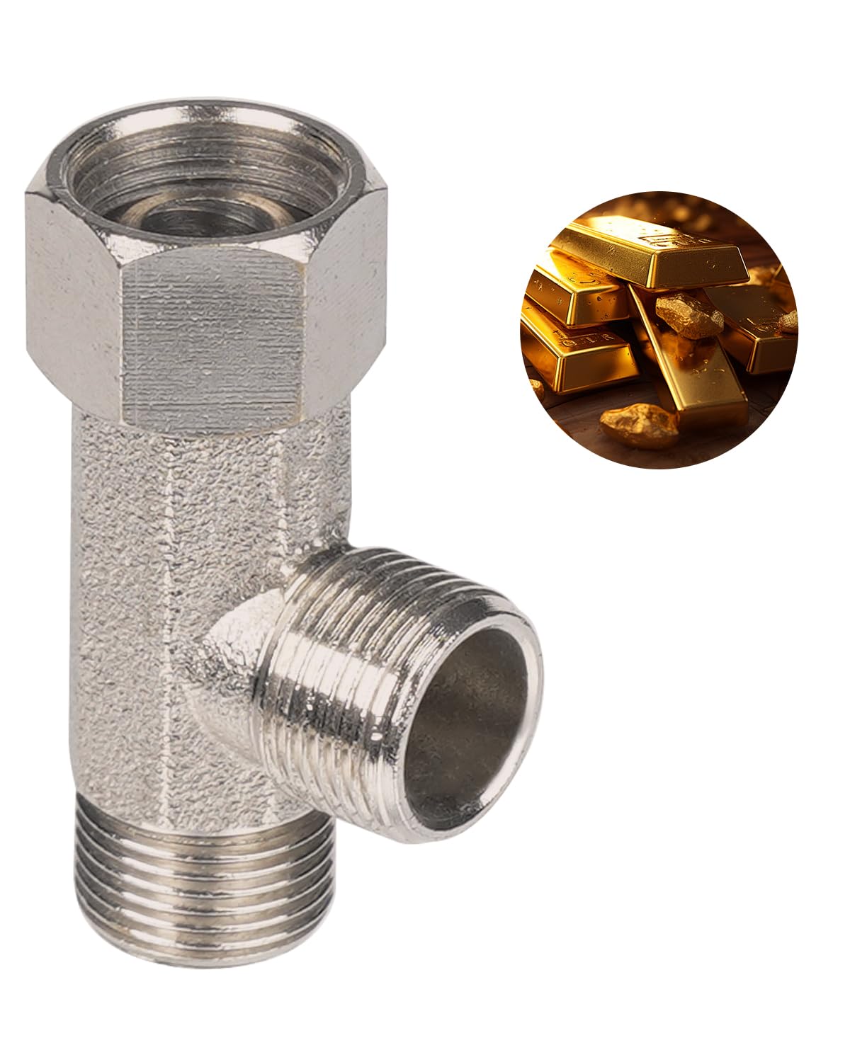 Hibbent Bidet T Adapter, Metal T Valve for Bidet(3/8” x 3/8” x 3/8”), 3 Way Tee Connector Bidet Attachment for Toilet