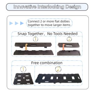 HBFBDRCT Furniture Dolly Spliceable Movers 2 Packs, Securely Holds 220 Lbs, Moving Dolly Cart for Heavy Furniture, Piano, Fridges, Boxes, 5 Wheels Dolly Rolls, No Assembly Required (Black Dolly)