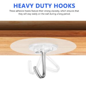 HOMSFOU Adhesive Hooks 12pcs Heavy Duty Sticky Hooks for Hanging Wall Hangers Without Nails 180 Degree Rotating Seamless Stick on Wall Hooks Bathroom Kitchen Office Outdoors