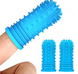 pet republique 360 degree finger toothbrush for dogs and cats – full surround silicone bristles (3-count & 1-storage case)