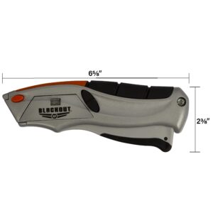 Blackout XP Retractable Locking Utility Knife – Box Cutter with Easy Open In-Handle Blade Storage and Patented Squeeze Lever to Auto-Load Next Blade – Includes 6 Blades