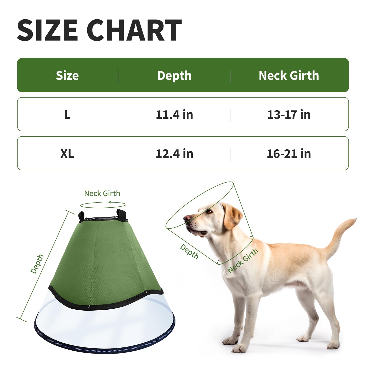 Soft Dog Cone Collar for Large Medium Dogs, Dog Cones for Dogs After Surgery, Adjustable Dog Recovery Collar, Lightweight E-Collars for Dogs, Elizabethan Collar (XL)