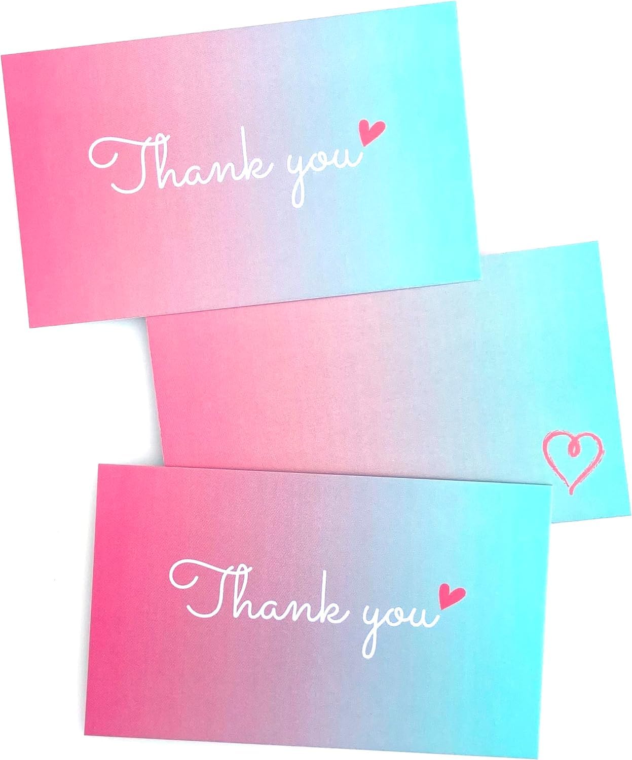 RXBC2011 500 Little Thank You Cards Gold Heart Design Bulk Thank you Notes for All Occasions 3.5 x 2 Inch Multicolor