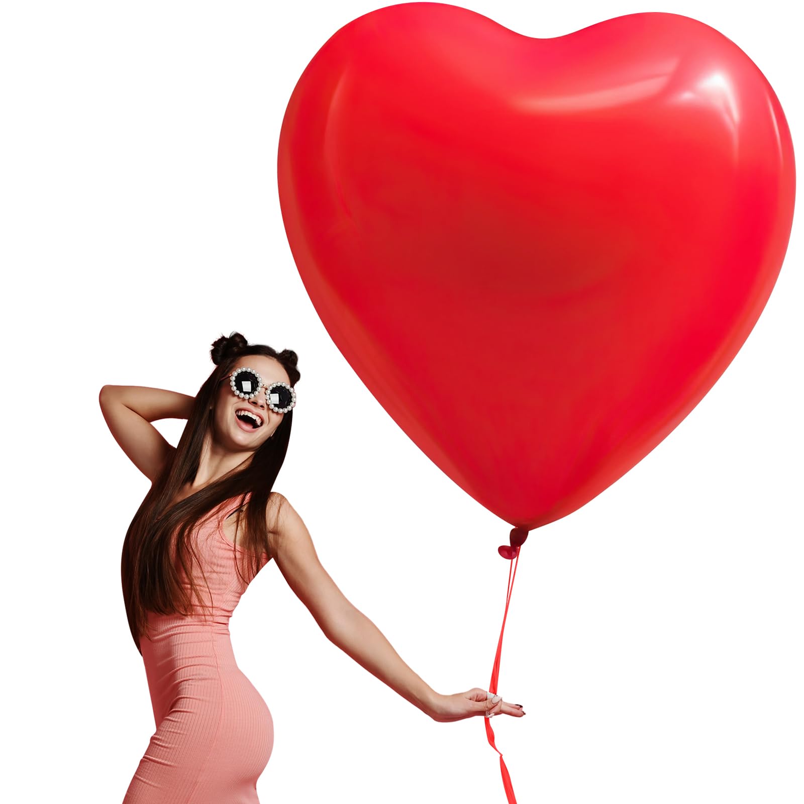 Charnoel 12 Pcs 36 Inch Huge Heart Balloon Large Heart Shape Latex Balloons Romantic Heart Balloon Decoration for Weddings Anniversaries Engagement Propose Bridal Shower Party Decorations(Red)