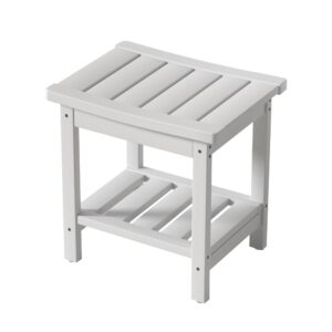 zoopolyn hdpe shower bench seat waterproof poly shower stool chair for inside shower with storage shelf for bathroom indoor outdoor use white