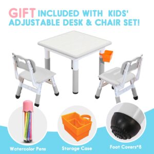 JIAOQIU Adjustable Kids Table and Chairs Set Toddler Table and Chairs Kids Table and Chair Set Kids Table and Chair Set 5-8 Year Old Toddler Table and Chair Set with Non-Slip Table Legs&Organizer