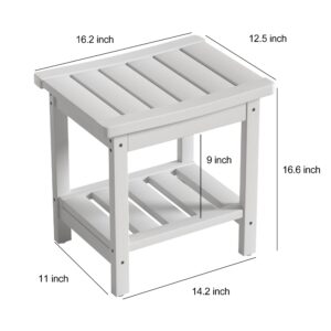 Zoopolyn HDPE Shower Bench Seat Waterproof Poly Shower Stool Chair for Inside Shower with Storage Shelf for Bathroom Indoor Outdoor Use White