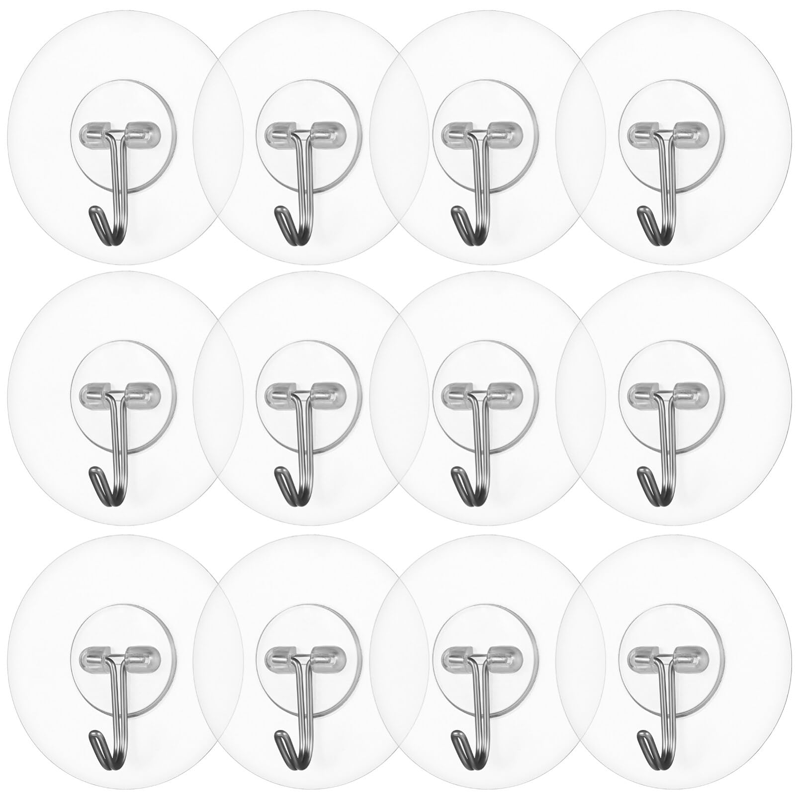 HOMSFOU Adhesive Hooks 12pcs Heavy Duty Sticky Hooks for Hanging Wall Hangers Without Nails 180 Degree Rotating Seamless Stick on Wall Hooks Bathroom Kitchen Office Outdoors