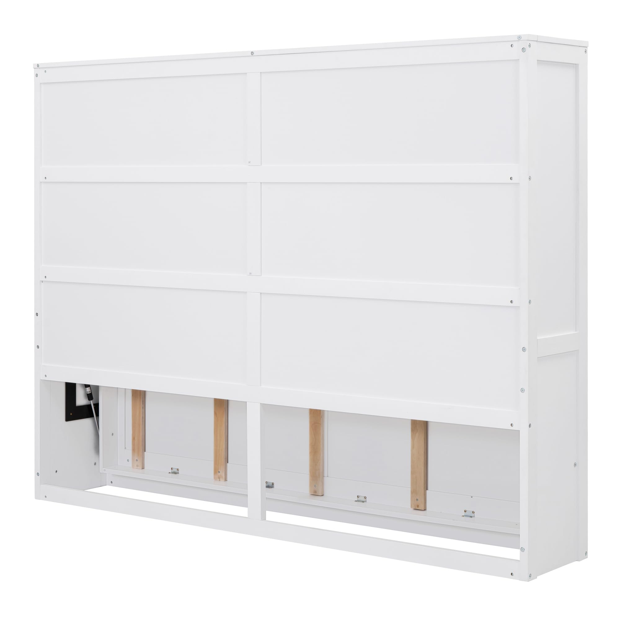 Merax Modern Farmhouse Solid Wood Murphy Bed Chest/Space Saving/Wood Slat Support/Queen,White