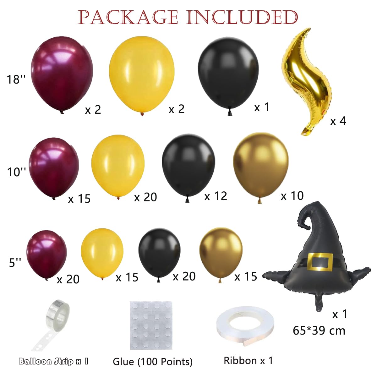 BACOKEY Magical Wizard School Balloon Garland Arch Kit with Snitch Burgundy Black Gold Balloons for Kids Birthday Party Magic Wizard Theme Baby Shower