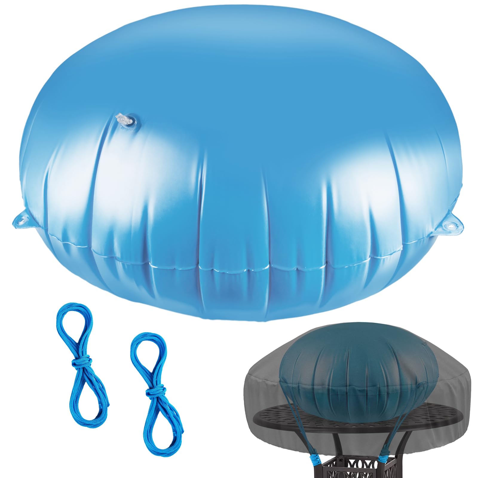 Kovshuiwe Dome Patio Furniture Cover Airbag- 47In Dia Reusable Weather Resistant Dome Airbag with Ropes to Fix- Picnic Table Airbag Patio Table Cover Support for Outdoor Patio Furniture, Blue