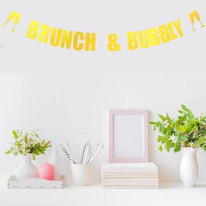 Brunch & Bubbly Banner, Bridal Shower Banner,Bubbly Bar Sign, Bachelorette Party Decor, Brunch Party Decorations Gold Glitter