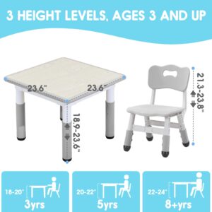 JIAOQIU Adjustable Kids Table and Chairs Set Toddler Table and Chairs Kids Table and Chair Set Kids Table and Chair Set 5-8 Year Old Toddler Table and Chair Set with Non-Slip Table Legs&Organizer