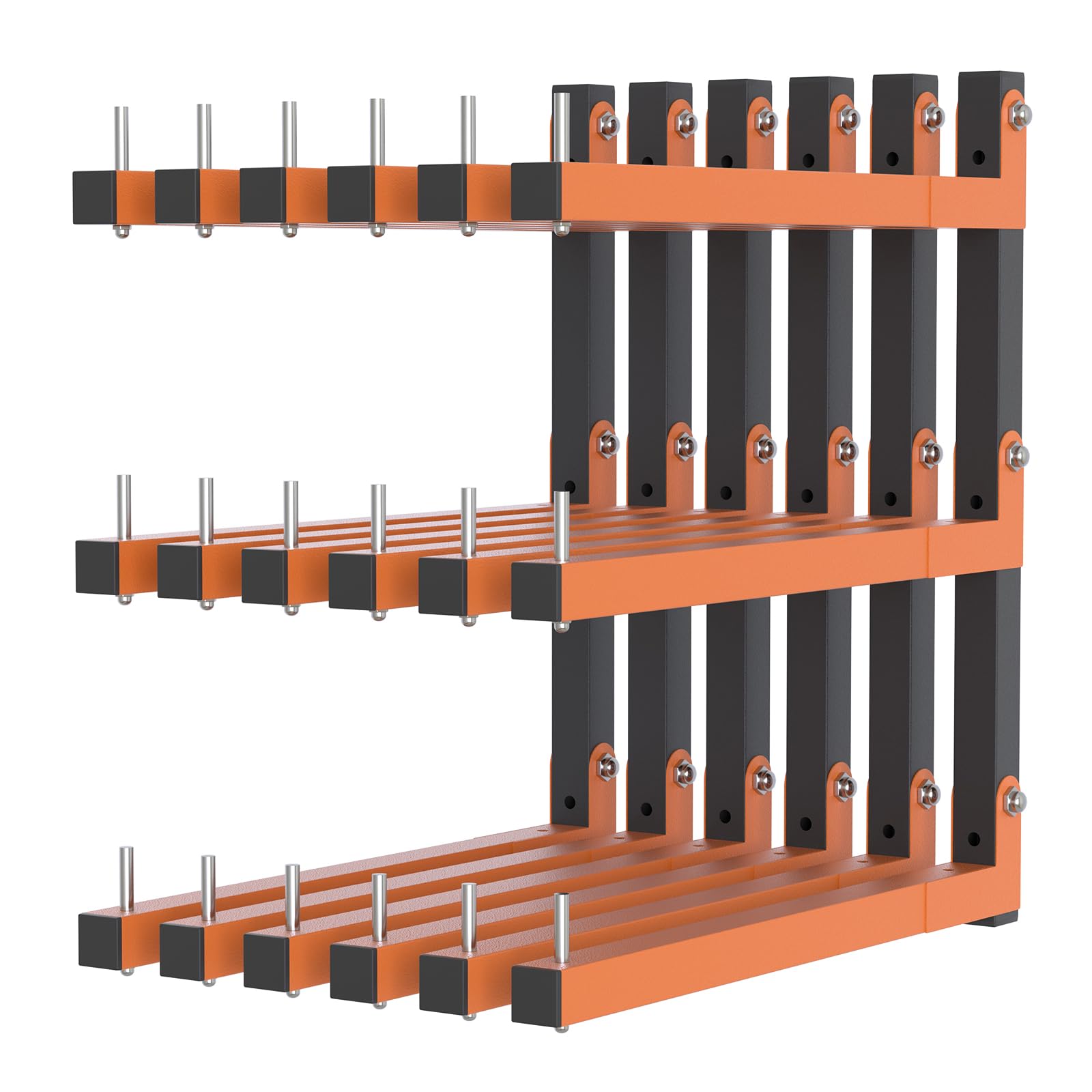 Lumber Rack Wall Mount, Lumber Storage Rack, Heavy Duty Wood Storage Racks with 9-Level System, 1080 lb Substantial Garage Wood Organizer, Orange Lumber Metal Racks for Indoor and Outdoor (6 PACK)