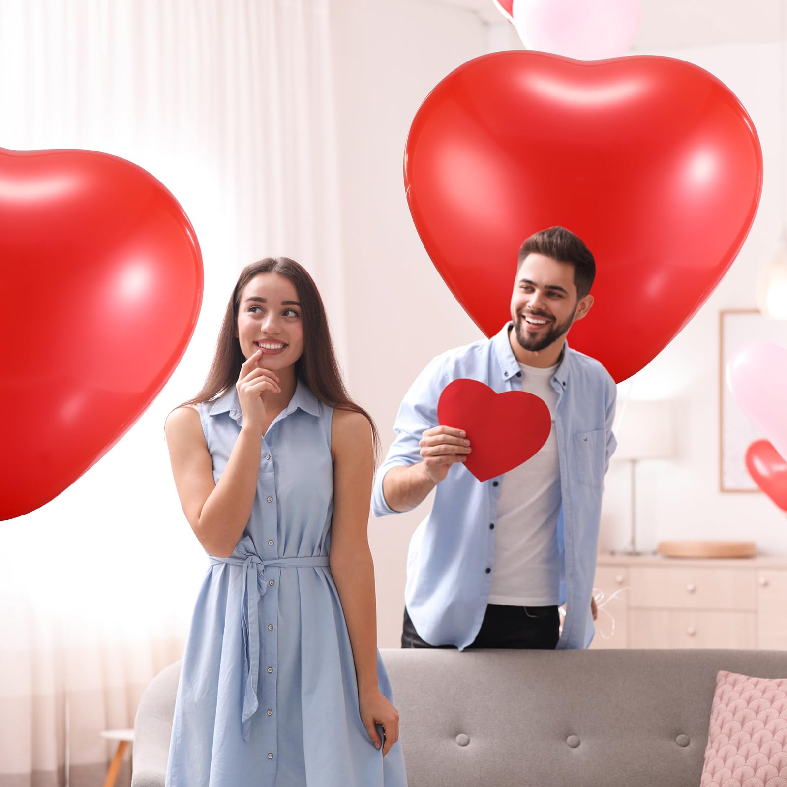 Charnoel 12 Pcs 36 Inch Huge Heart Balloon Large Heart Shape Latex Balloons Romantic Heart Balloon Decoration for Weddings Anniversaries Engagement Propose Bridal Shower Party Decorations(Red)