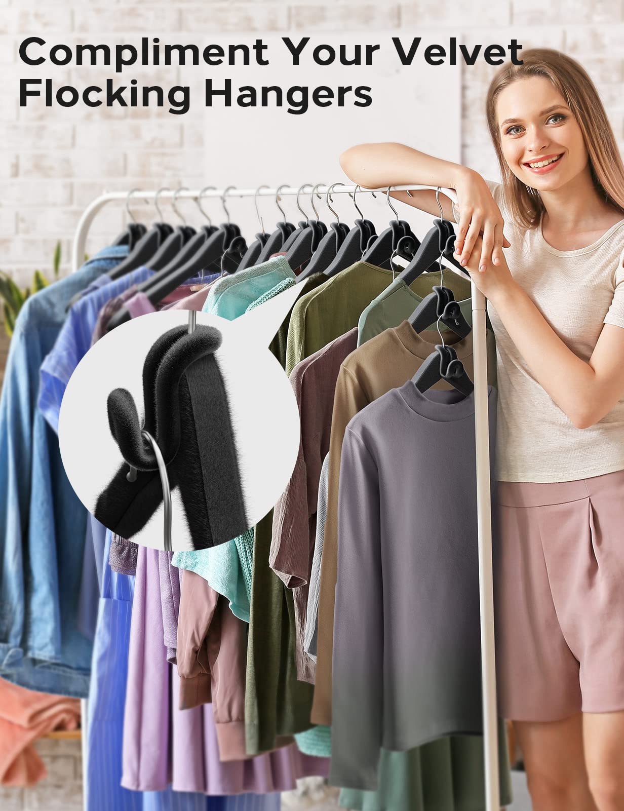 No-Slip Velvet Clothes Hanger Connector Hooks [for Velvet & Multiple Hangers] Space Saving Hanger Hooks Space Saver Hanger Extender Hooks Clothes Hanger Hooks for Clothes Closet Hanger Hooks, 40 PCS