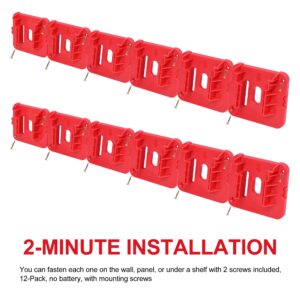 GIPFTYAG 12 Pack Battery Holder for Milwaukee M18 18V Battery Mounts Dock Holder Fit for M18 48-11-1815 48-11-1828 48-11-1850 48-11-1860 (w/24 Screws, No Battery)