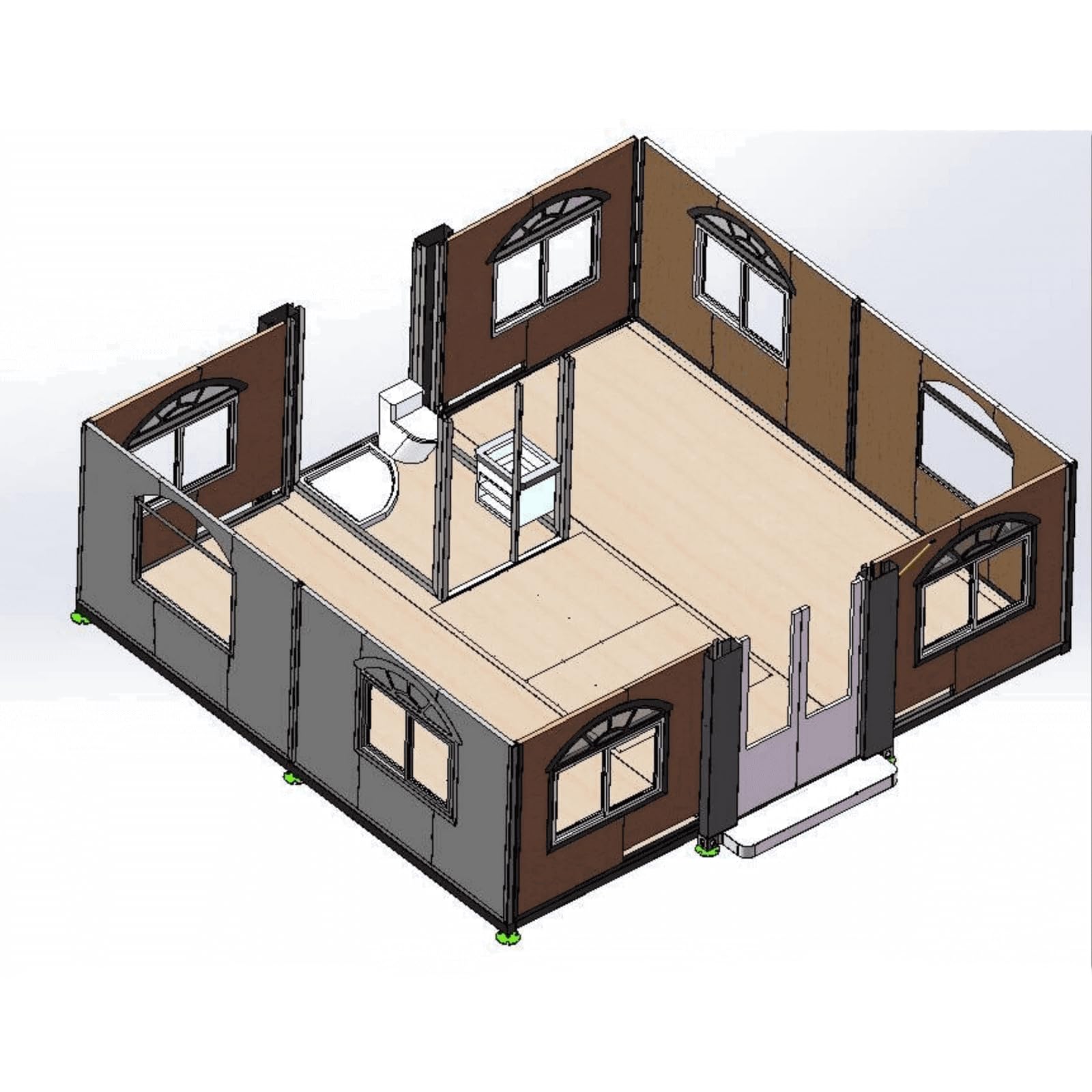 Jaxenor 19x20ft Portable Prefabricated Tiny Home, Mobile Expandable Plastic Prefab House for Hotel, Booth, Office, Guard House, Shop, Villa, Warehouse, Workshop