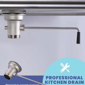 iVIGA Commercial Sink Drain: 3-1/2" Sink Opening Waste Drain Valve - Brass Commercial Kitchen Sink Drain With Twist Handle - Prevents Sink Clogged Overflow For Commercial Restaurant Multi-Basin Sink