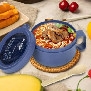 Unbreakable Microwave Soup Mugs with Lids and Handles,Microwave Ramen Bowl with Lid for Soup and Instant Noodles,Oatmeal, Gumbo, Salad,BPA Free (Sapphire Blue)