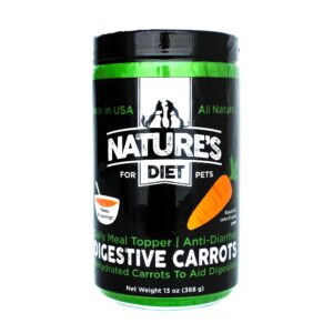 Nature's Diet® Digestive Carrots - Dehydrated Carrot Dog Food Topper for Diarrhea Relief and Improved Digestion, Fiber for Dogs Keep Poop Firm, Gut Health, Firm Stool, Daily Supplement