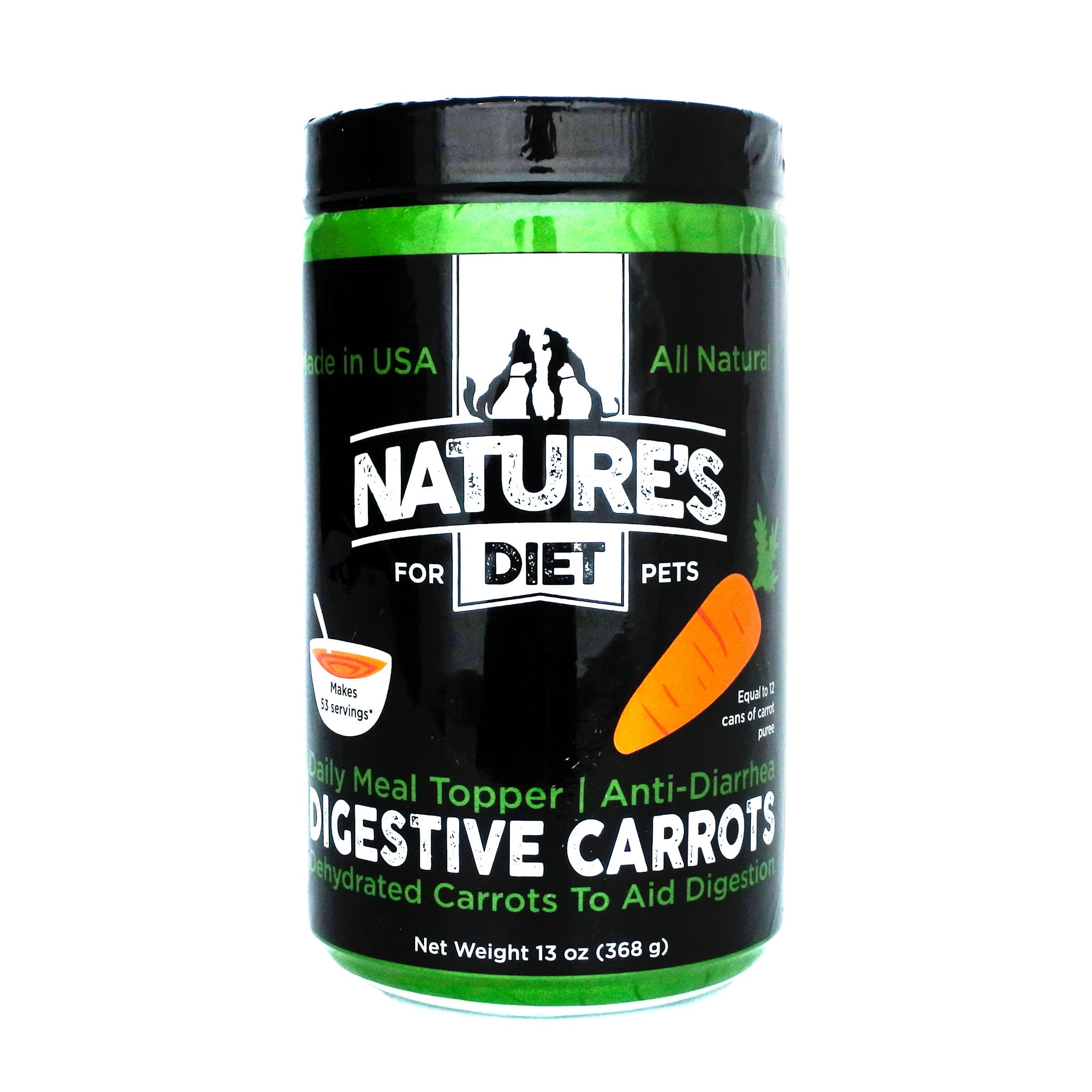 Nature's Diet® Digestive Carrots - Dehydrated Carrot Dog Food Topper for Diarrhea Relief and Improved Digestion, Fiber for Dogs Keep Poop Firm, Gut Health, Firm Stool, Daily Supplement