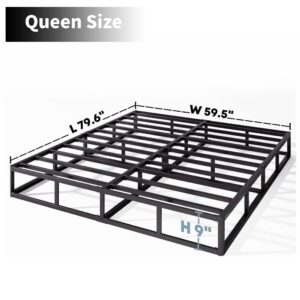 HUEIIS Queen Box Spring 9 Inch High Profile Strong Metal Frame Mattress Foundation, Quiet Noise-Free,Easy Assembly, 3000lbs Max Weight Capacity