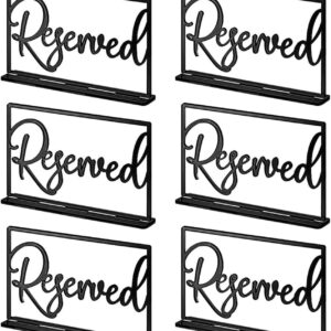 AMHIL Saturey 6 Pieces Acrylic Reserved Table Signs Black Reservation for Wedding Party Celebrations