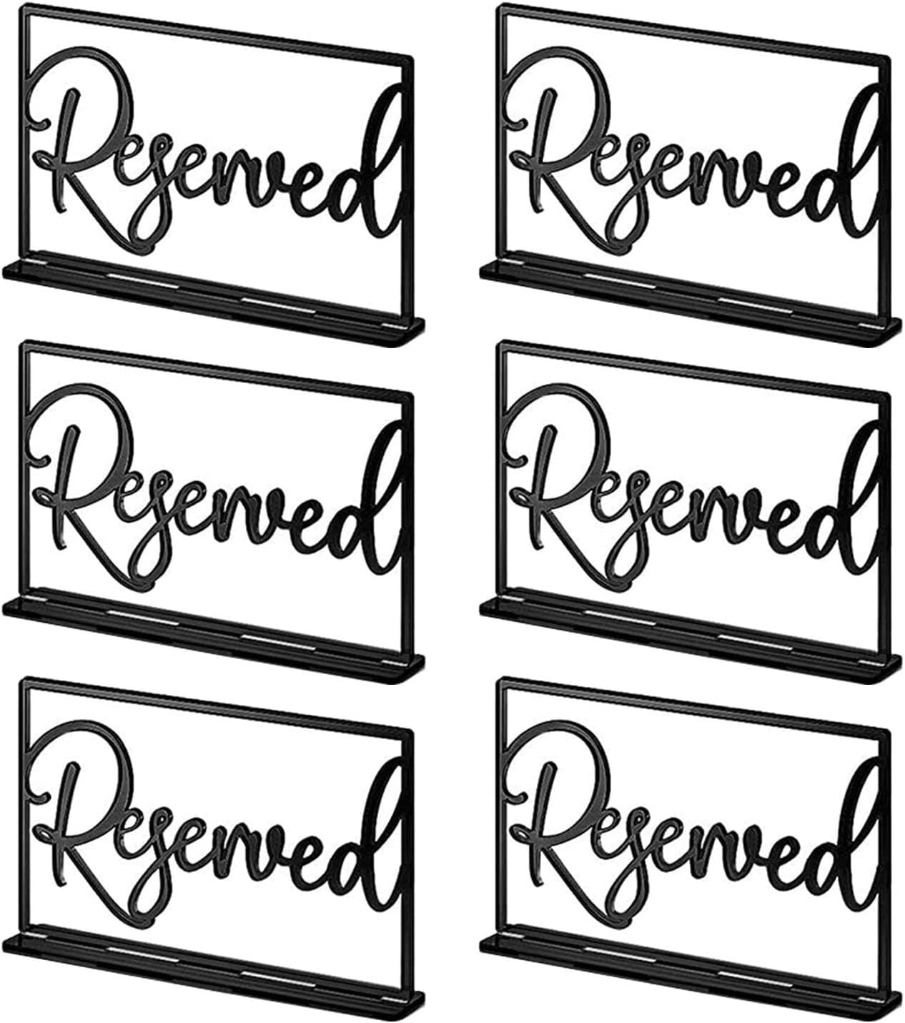 AMHIL Saturey 6 Pieces Acrylic Reserved Table Signs Black Reservation for Wedding Party Celebrations