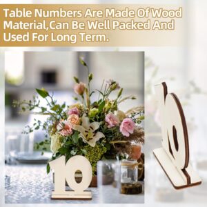 10pcs Wooden Table Numbers 1-10 Wedding Table Numbers with Stands Base Unfinished Wood Table Numbers Signs Holders