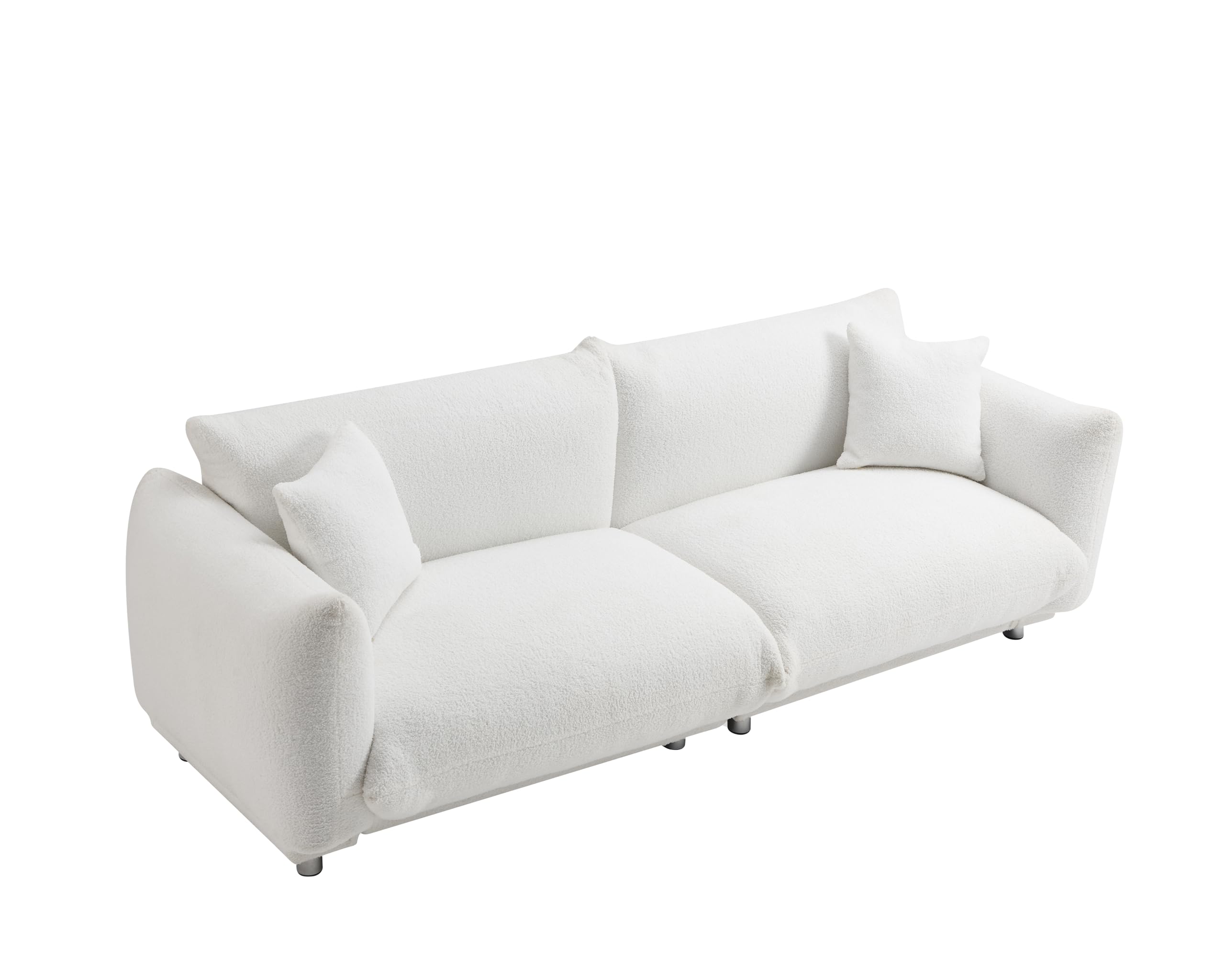 SZLIZCCC Sofa Couch for Living Room, 87.4 Inch Modern Upholstered Couch, Teddy Velvet Tufted Sofa, 3 Seat Sofa Big Comfy Couch Sofas for Livingroom, Comfy Couch Sofas for Office (White 85.4” Sofa)