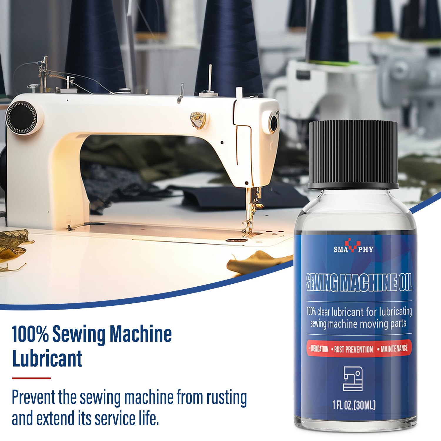 SMAPHY Sewing Machine Oil with Needle tip and Dual-Ended Brush, Clear Machine Oil for Lubrication of All Sewing Machine Moving Parts