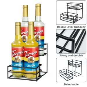 MCSAPIL Coffee Syrup Rack (4 Bottle Capacity)，Coffee Syrup Organizer for Coffee Bar,Kitchen.Small Wine Rack for Bar,Family,Storage for Syrup, Wine, Dressing