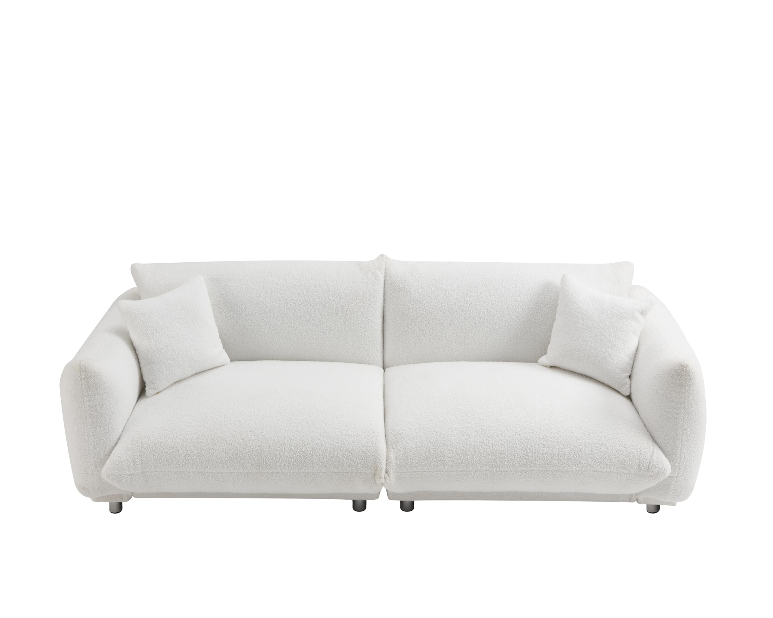 SZLIZCCC Sofa Couch for Living Room, 87.4 Inch Modern Upholstered Couch, Teddy Velvet Tufted Sofa, 3 Seat Sofa Big Comfy Couch Sofas for Livingroom, Comfy Couch Sofas for Office (White 85.4” Sofa)