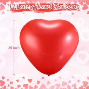 Charnoel 12 Pcs 36 Inch Huge Heart Balloon Large Heart Shape Latex Balloons Romantic Heart Balloon Decoration for Weddings Anniversaries Engagement Propose Bridal Shower Party Decorations(Red)