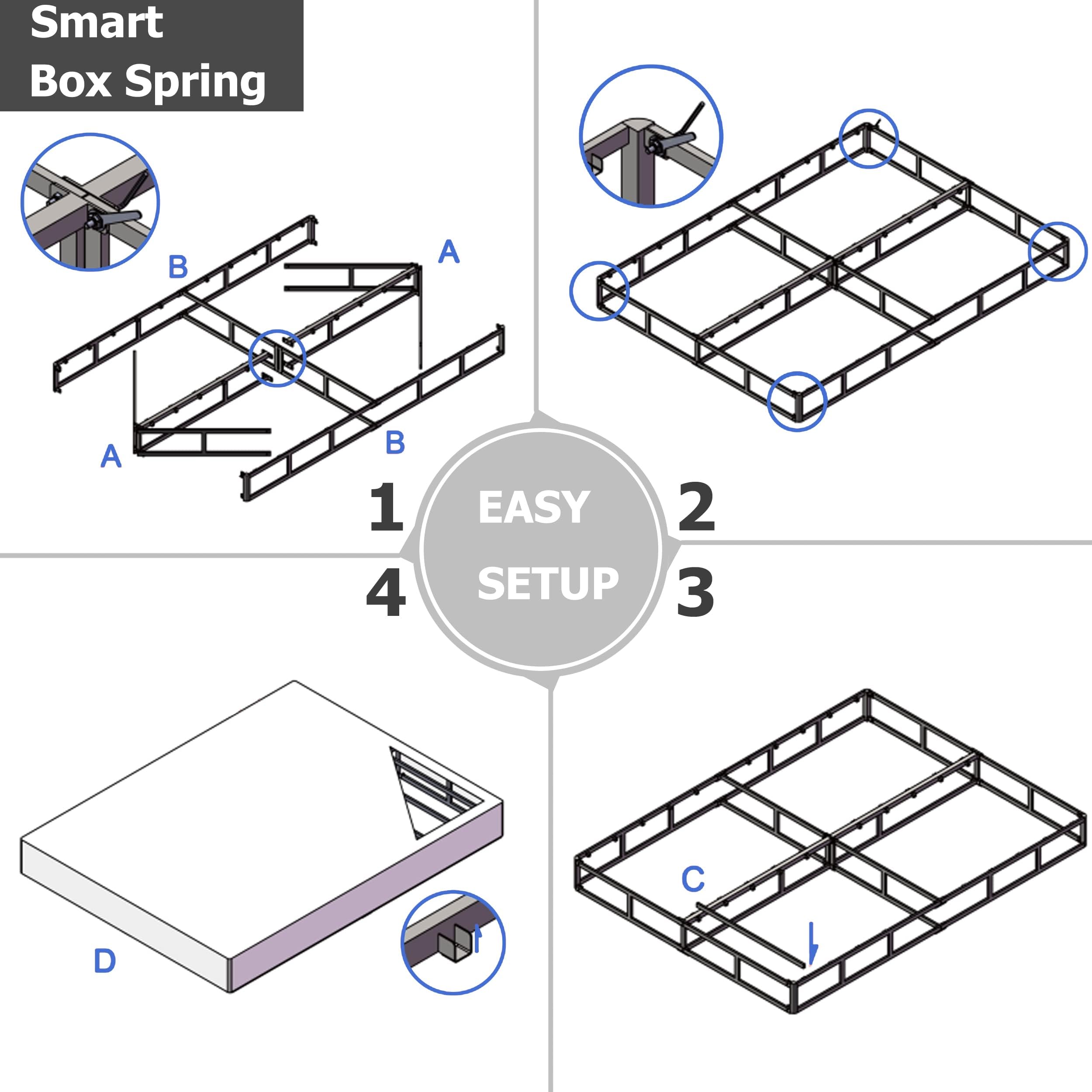 HUEIIS Queen Box Spring 9 Inch High Profile Strong Metal Frame Mattress Foundation, Quiet Noise-Free,Easy Assembly, 3000lbs Max Weight Capacity