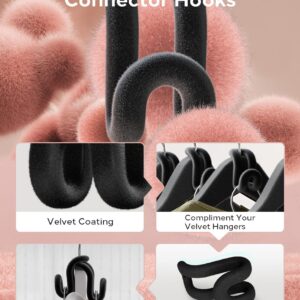 No-Slip Velvet Clothes Hanger Connector Hooks [for Velvet & Multiple Hangers] Space Saving Hanger Hooks Space Saver Hanger Extender Hooks Clothes Hanger Hooks for Clothes Closet Hanger Hooks, 40 PCS