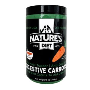 nature's diet® digestive carrots - dehydrated carrot dog food topper for diarrhea relief and improved digestion, fiber for dogs keep poop firm, gut health, firm stool, daily supplement