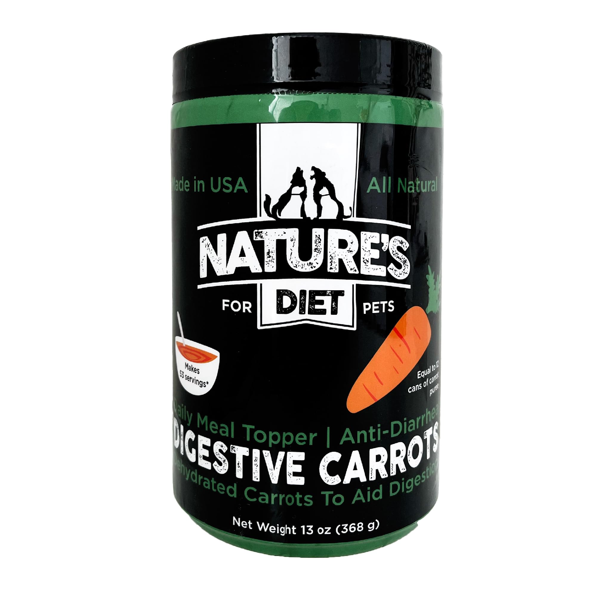 Nature's Diet® Digestive Carrots - Dehydrated Carrot Dog Food Topper for Diarrhea Relief and Improved Digestion, Fiber for Dogs Keep Poop Firm, Gut Health, Firm Stool, Daily Supplement